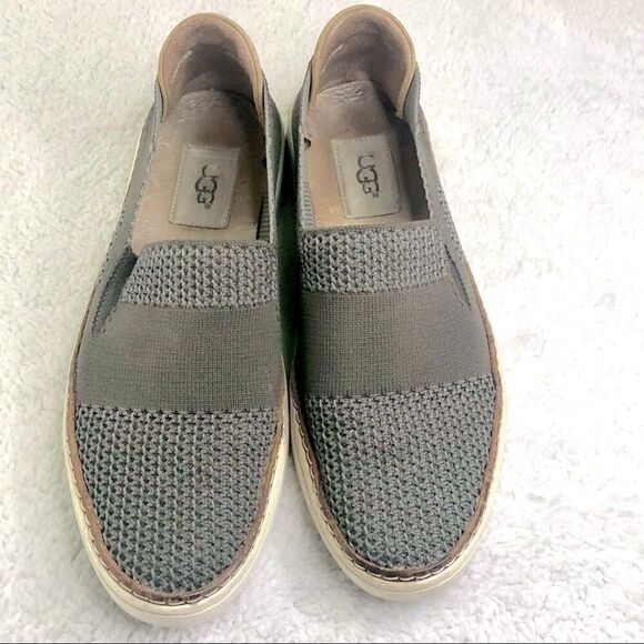 UGG SAMMY KNIT SLIP ON SNEAKERS WITH LEATHER TRIM - Picture 1 of 9